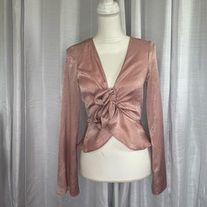 Misguided Satin Mauve Tie Top 🤍